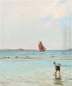 Summer Day With A Boy In The Shallows by Janus Andreas Bartholin La Cour