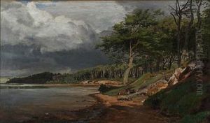Coastal Scape At A Fjord by Janus Andreas Bartholin La Cour