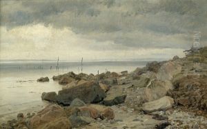 Regentag Am Strand Von Kulhusrende Bei Frederiksborg by Janus Andreas Bartholin La Cour