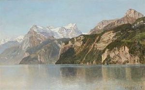 Sneklaedte Bjaerge Ved Vierwaldstadter-soen by Janus Andreas Bartholin La Cour