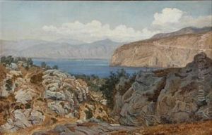 Costal Scene (capri Or Sorrento?) by Janus Andreas Bartholin La Cour