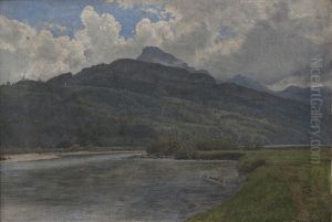 Burgenstock Och S:t Gotthard-massivet Vid Vierwaldstattersee I Schweiz by Janus Andreas Bartholin La Cour