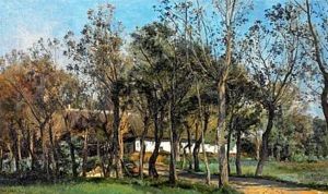 Old Farmhouse Behind Trees by Janus Andreas Bartholin La Cour