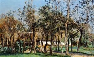 Old Farmhouse Behind Trees by Janus Andreas Bartholin La Cour