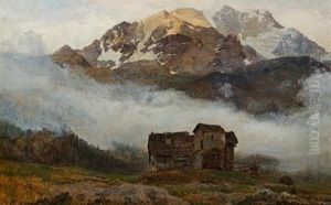 Foggy Mountain Tops In The Canton Bern, Switzerland