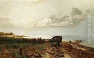 Uroligt Vejr, Sommerdag Ved Stranden by Janus Andreas Bartholin La Cour