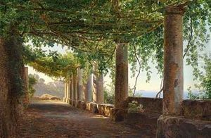Parti Fra Italien. Udsigt Over Havet Fra En Loggia (capri?) by Janus Andreas Bartholin La Cour