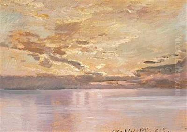 Solbelyste Skyer Over Lac Leman - view 1
