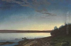 En Sommernat Ved Stranden by Janus Andreas Bartholin La Cour
