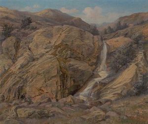 Klippelandskab Med Vandlob by Janus Andreas Bartholin La Cour