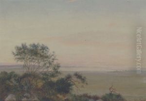 Landskab Med Udsigt Over En So, Morgenstemning by Janus Andreas Bartholin La Cour