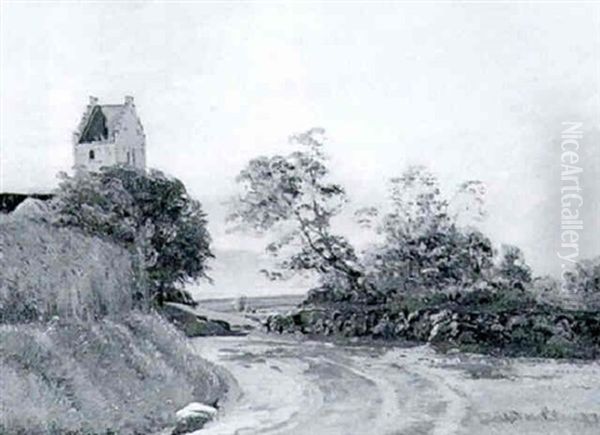 Dansk Landskab Med Kirke - view 1