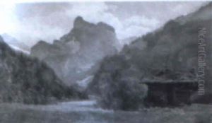 En Dal Ved Kanderstieg, I Forgrunden S+tterhytte
