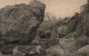 Parti Fra Capri, I Forgrunden Sten by Janus Andreas Bartholin La Cour