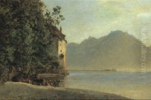 Chateau Chillon Med Udsigt Over Genfers+en by Janus Andreas Bartholin La Cour