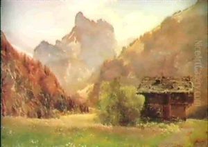 En Dal Ved Kandersteg, I Forgrunden En Saeterhytte