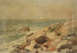 Vista Costera De Normandia by Maurice Francois Auguste Courant