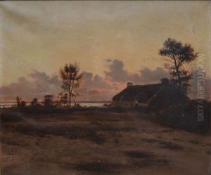 Chaumiere Au Rivage, Crepuscule by Maurice Francois Auguste Courant