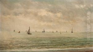 Voiliers Au Large by Maurice Francois Auguste Courant