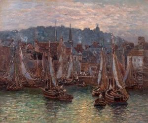 Le Port De Honfleur by Maurice Francois Auguste Courant