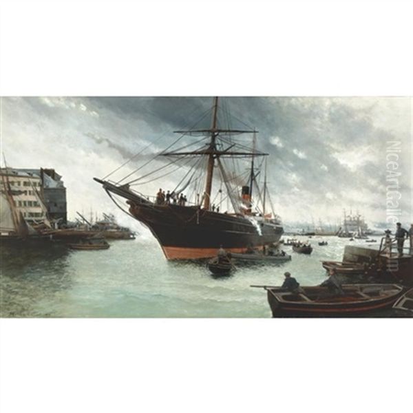 The British Queen Arriving In Port - view 1