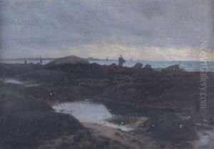 Le Ramassage Des Coquillages Sur La Greve by Maurice Francois Auguste Courant