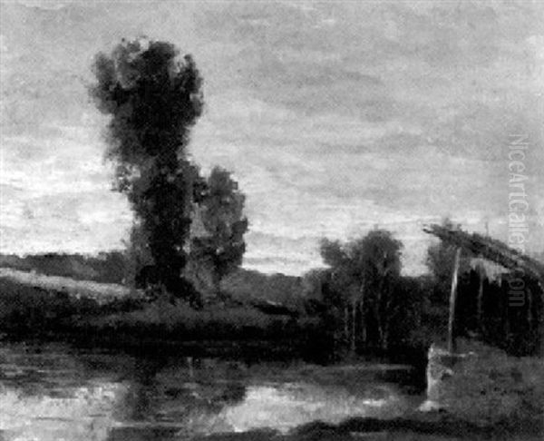 Flusslandschaft Unter Bewolktem Himmel - view 1