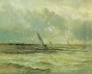 Marine Med Sejlskibe, Bygevejr by Maurice Francois Auguste Courant