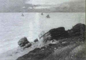 Rocky Seascape by Maurice Francois Auguste Courant