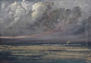 Cote Normande Pres De Trouville, Voiliers Vu De La Greve by Gustave Courbet