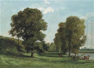 Grands Chenes, Bords De L"eau, Port-berteau by Gustave Courbet