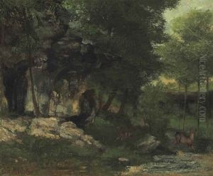 Paysage Avec Biches by Gustave Courbet