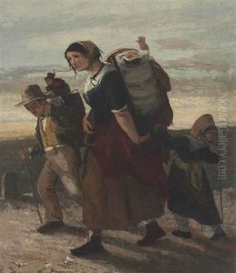 La Bohemienne Et Ses Enfants by Gustave Courbet