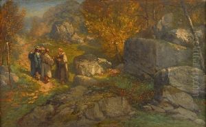 Monks And A Traveler On A Track In A Landscape Monks And A Traveler On A Track In A Landscape