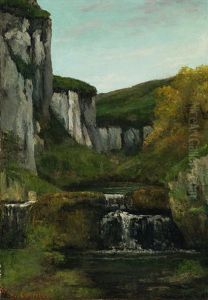 Paysage, Roches Et Cascade by Gustave Courbet