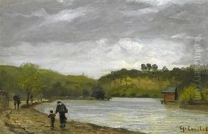 Spazierganger Entlang Der Seine by Gustave Courbet