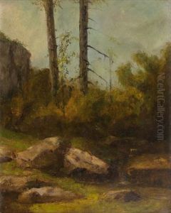 Paysage De Sous-bois A (la Garenne De Bussac En Saintonge?) by Gustave Courbet