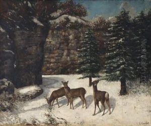 Paysage Aux Trois Biches by Gustave Courbet