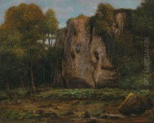 Und /and Studio Felsenlandschaft Im Herbstlichen Licht by Gustave Courbet