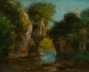 Flusslandschaft Mit Felsen by Gustave Courbet