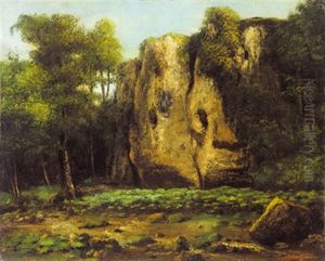 Felsenschlucht Mit Baumen by Gustave Courbet