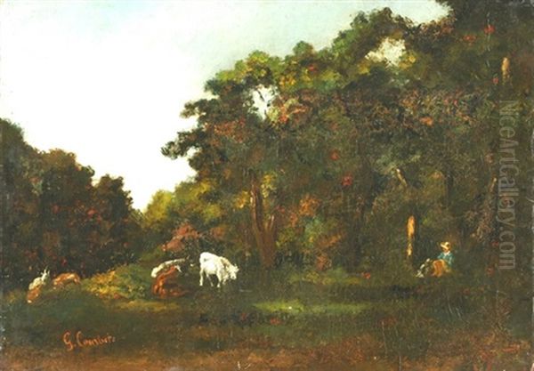 Teichlandschaft Mit Hirte Und Kuhen - view 1