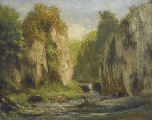 Flusslandschaft Mit Felsen by Gustave Courbet