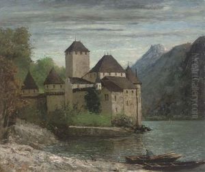 Le Chateau De Chillon (collab. W/another Artist) by Gustave Courbet