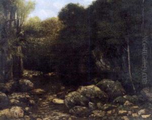 Sous Bois Avec Une Riviere (in Collab. W/alexandre Rapin) by Gustave Courbet