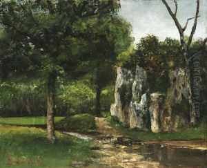 Bord De Riviere by Gustave Courbet