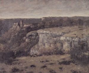 Chateau De Fcey En Varay Et Les Falaises A Ornans by Gustave Courbet