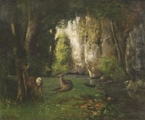 Waldlichtung Mit Rehwild by Gustave Courbet