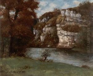 Felsige Fluslandschaft by Gustave Courbet