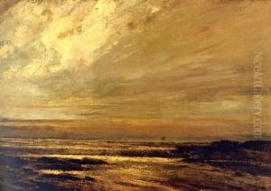 La Plage De Trouville A Maree Basse by Gustave Courbet